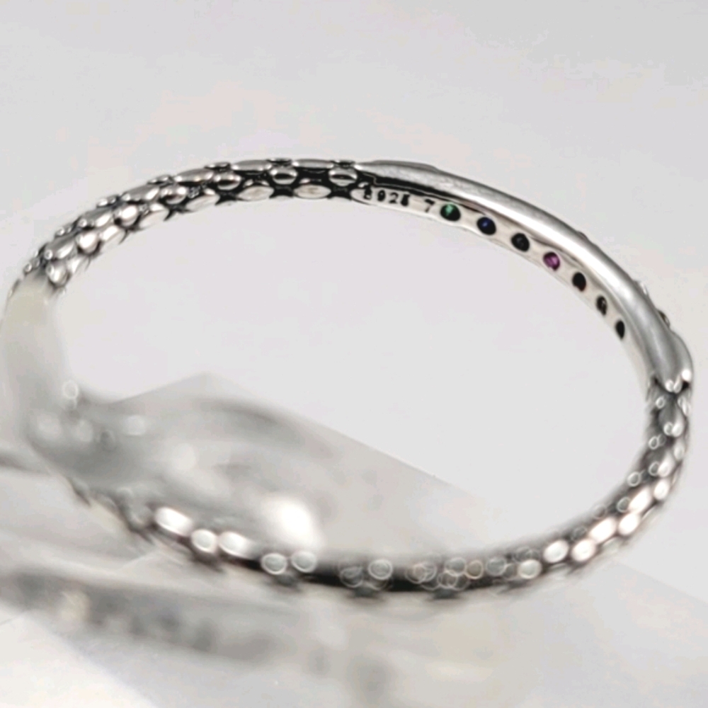 Sterling Silver Rainbow Stack Band - Picture 7 of 11